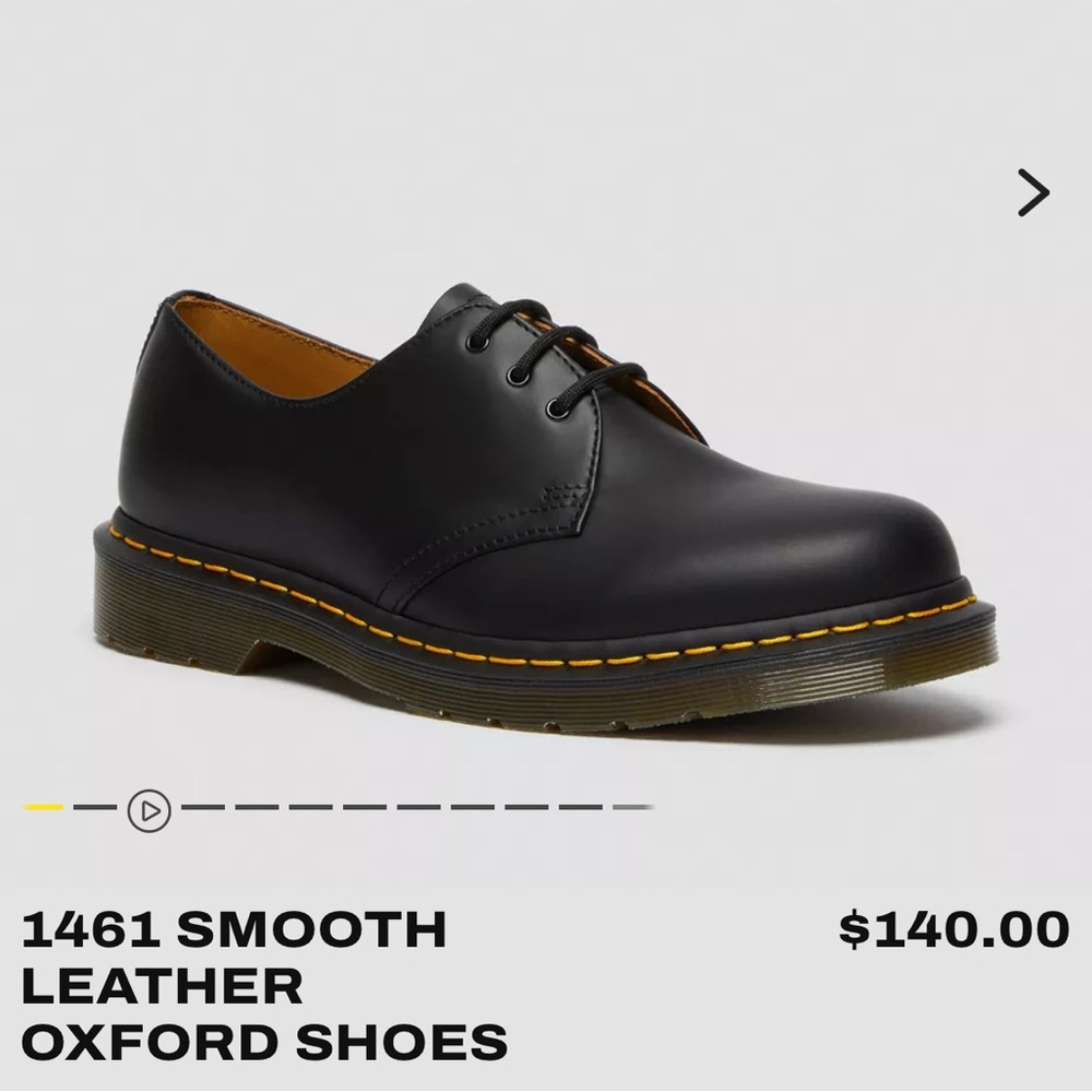 NEW! Dr. Martens 1461 Smooth Black Leather Oxford Shoes, Men’s 6, Women’s 7